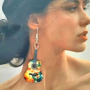 Red and Yellow Statement Earrings with Ornamental Design